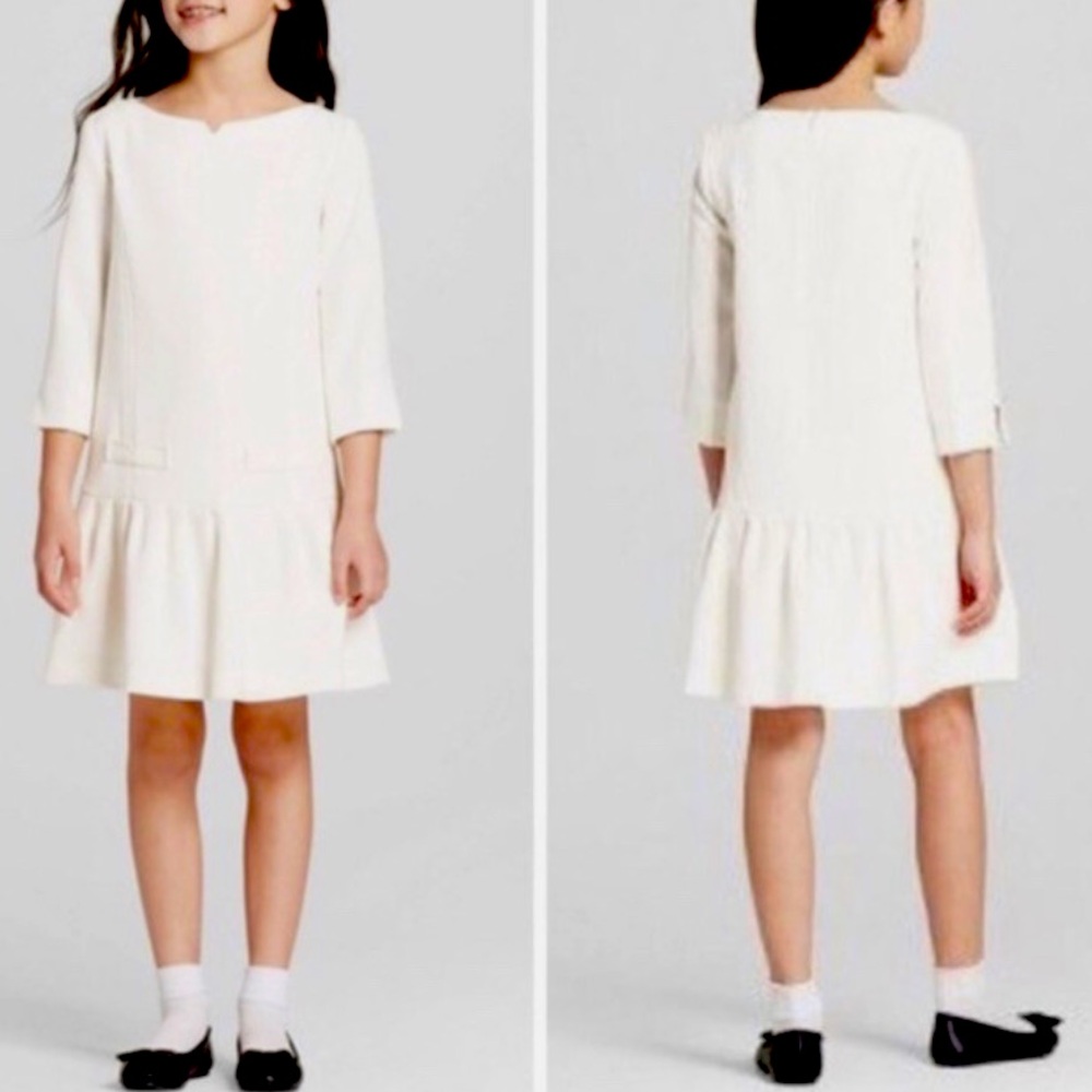 Victoria Beckham For Target Girls Drop Waist Elegant White Dress Size S